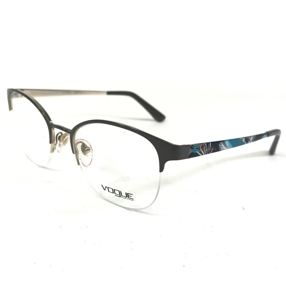 Vogue Eyeglasses Frames VO4071 5071 Grey Blue Gold Square Half Rim 50-19-140
